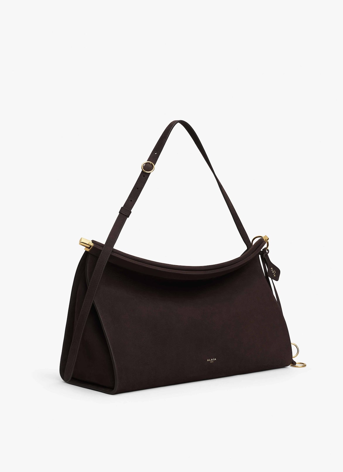 LE CLICK EAST WEST LARGE BAG IN NUBUCK ALAÏA DARK BROWN LE CLICK EAST WEST LARGE BAG IN NUBUCK